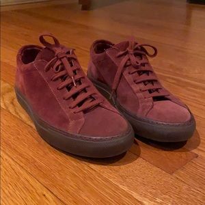 Common projects red suede minimalist sneakers